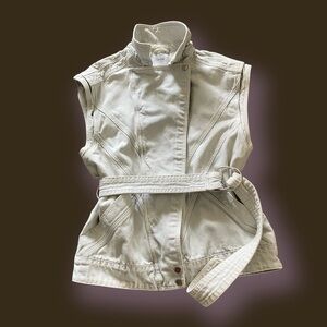 Bershka sleeveless whitewashed denim vest jacket retro oversized size XS